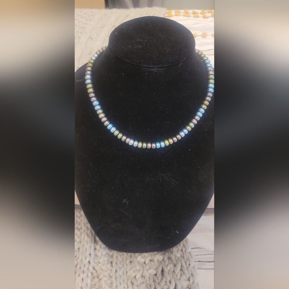 Honora Genuine Iridescent Blue and Green Pearl Necklace